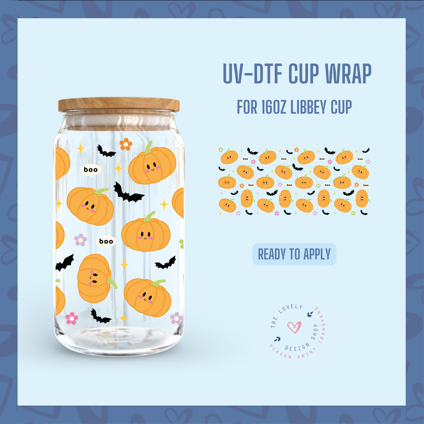 Cute Pumpkins - UV DTF 16 oz Libbey Cup Wrap (Ready to Ship) Jun 10