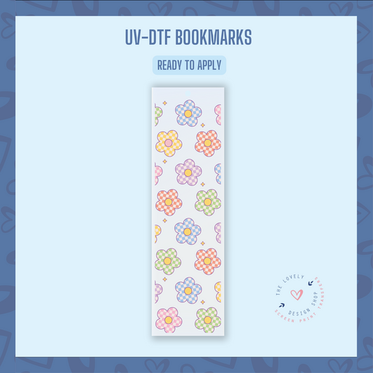 Checkered Colorful Daisy - UV DTF Bookmark Decal (Ready to Ship) Apr 22