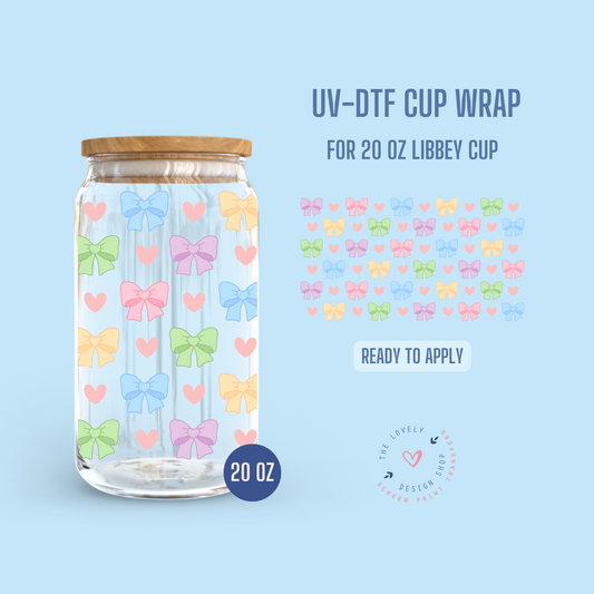 Pastel Bows - UV DTF 20 oz Libbey Cup Wrap (Ready to Ship) Feb 27