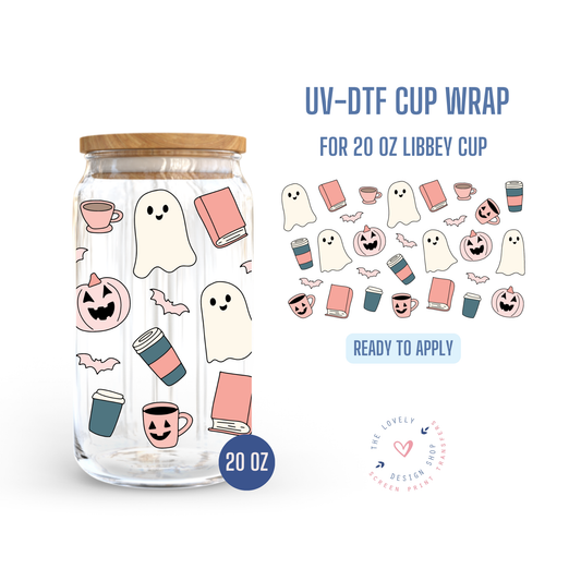 Book Ghosts - UV DTF 20 oz Libbey Cup Wrap - Aug 12