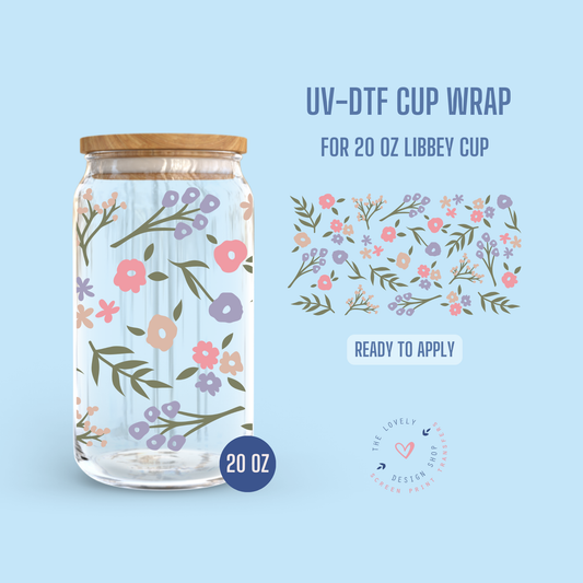 Spring Bloom - UV DTF 20 oz Libbey Cup Wrap (Ready to Ship) Jul 1