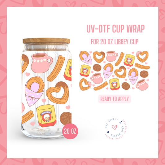 Heart Churros - UV DTF 20 oz Libbey Cup Wrap - Aug 12