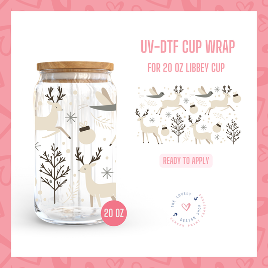 Festive Fawn - UV DTF 20 oz Libbey Cup Wrap - Oct 28