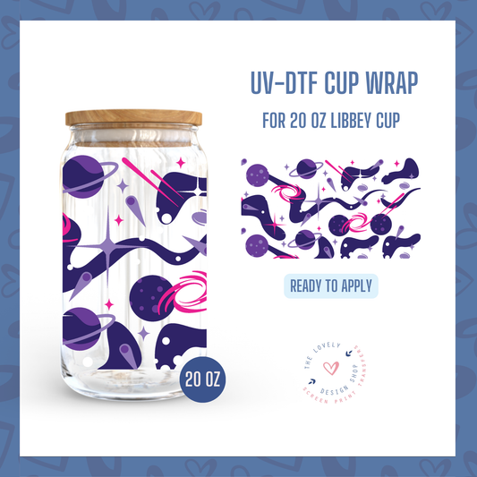 Space Junkie - UV DTF 20 oz Libbey Cup Wrap (Ready to Ship) Jul 1