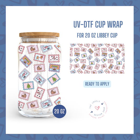 Christmas Stamps - UV DTF 20 oz Libbey Cup Wrap - Nov 18