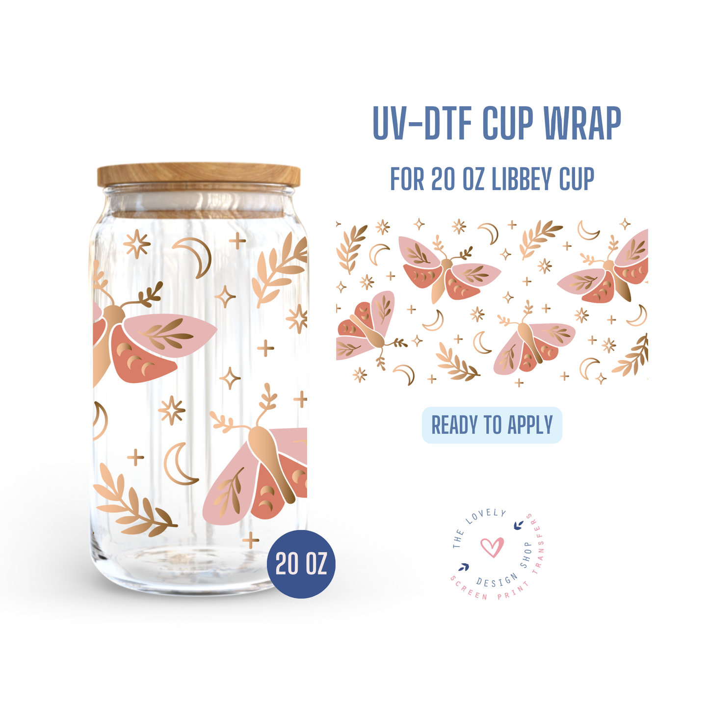 Mystical Boho Butterflies - UV DTF 20 oz Libbey Cup Wrap - Dec 9