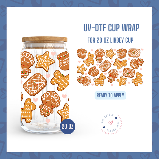 Mexican Christmas Cookies - UV DTF 20 oz Libbey Cup Wrap - Oct 28