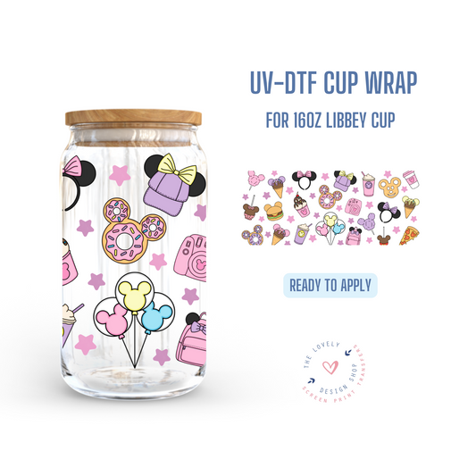 Vacation Treats 2 - UV DTF 16 oz Libbey Cup Wrap (Ready to Ship)