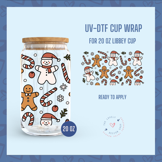 Ginger Snowman - UV DTF 20 oz Libbey Cup Wrap - Oct 28