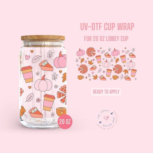 Cutesy Thanksgiving - UV DTF 20 oz Libbey Cup Wrap - Oct 28