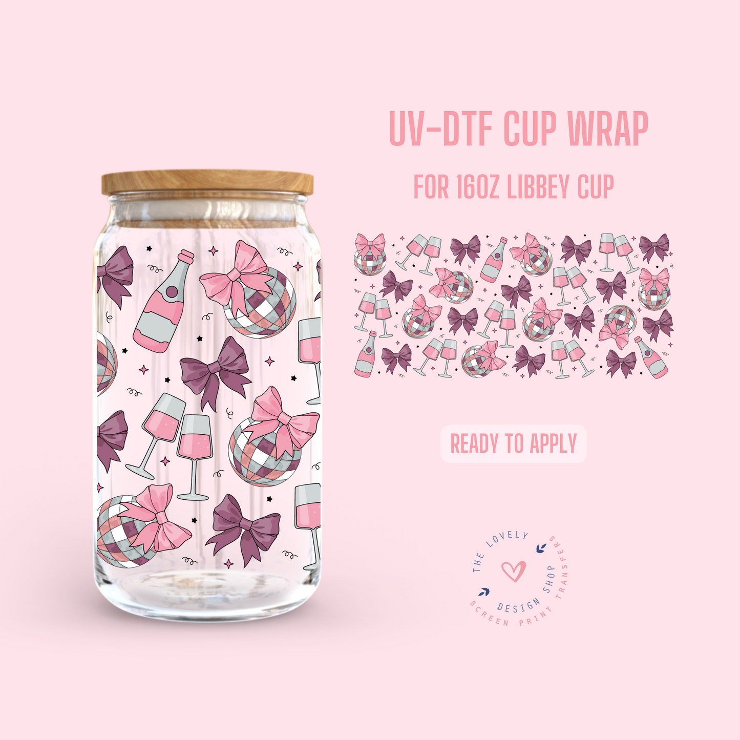 Happy New Year Disco - UV DTF 16 oz Libbey Cup Wrap - Oct 21