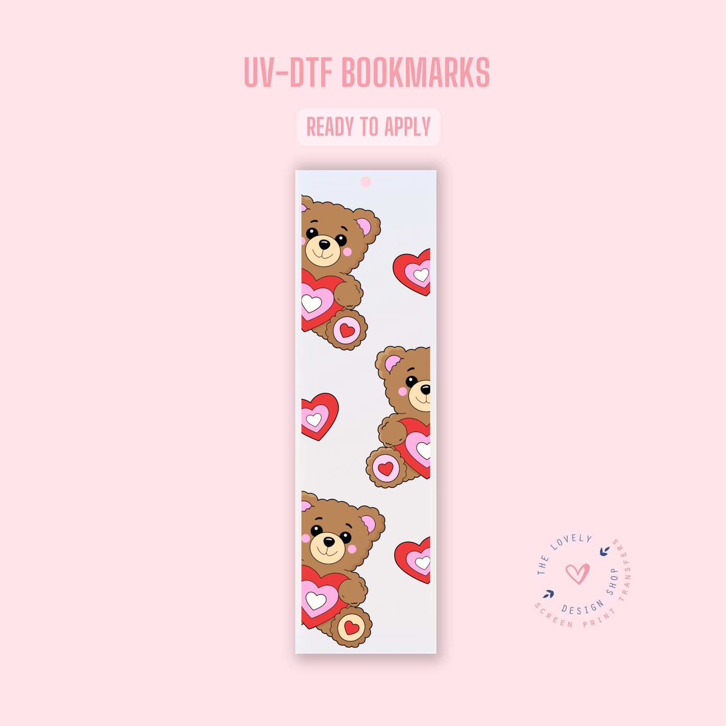 Beary Hearts - UV DTF Bookmark Decal - Dec 16