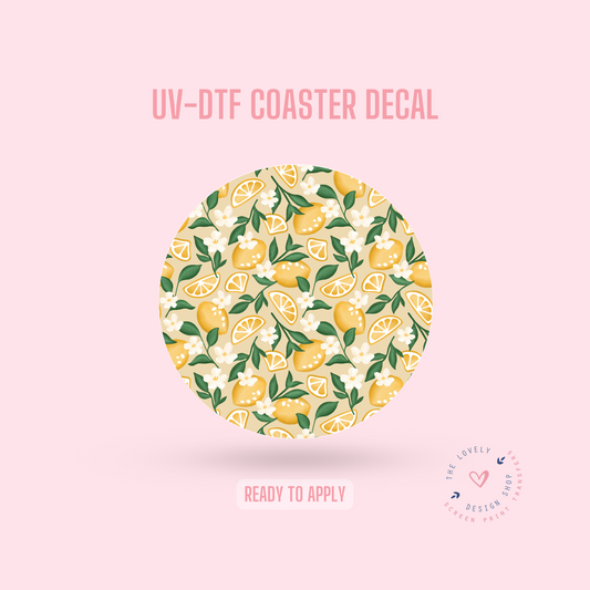 Floral Lemons - UV DTF Coaster Decal (Ready to Ship) Apr 22