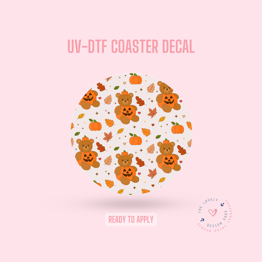 Pumpkin Teddy - UV DTF Coaster Decal - Sep 23