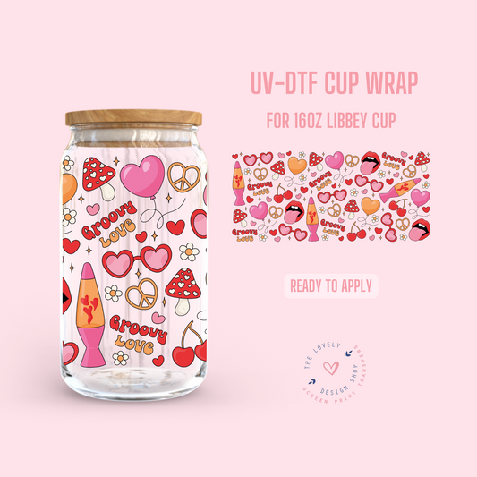 Groovy Love - UV DTF 16 oz Libbey Cup Wrap - Dec 9