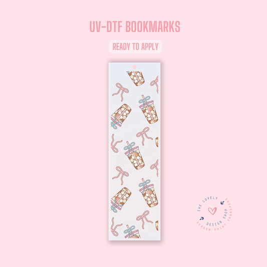 Summer Coffee Bow - UV DTF Bookmark Decal (Ready to Ship) Jun 3