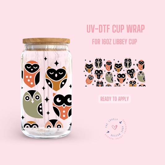 Nighti Owl - UV DTF 16 oz Libbey Cup Wrap (Ready to Ship) Apr 1