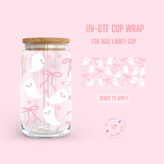 Coquette Ghosties - UV DTF 16 oz Libbey Cup Wrap (Ready to Ship) Jun 10