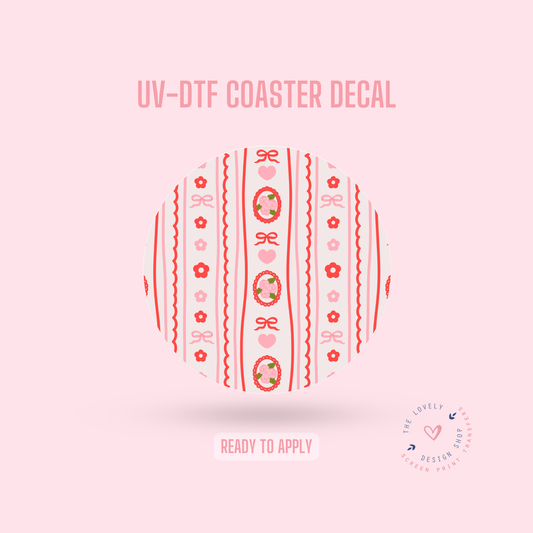 Valentine Love Stripes - UV DTF Coaster Decal - Dec 31