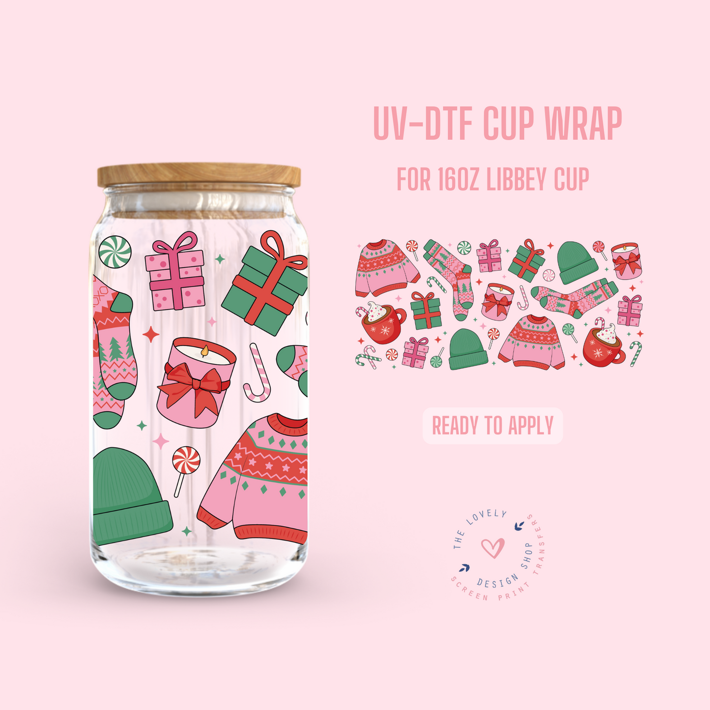 Christmas Girl - UV DTF 16 oz Libbey Cup Wrap - Sep 16