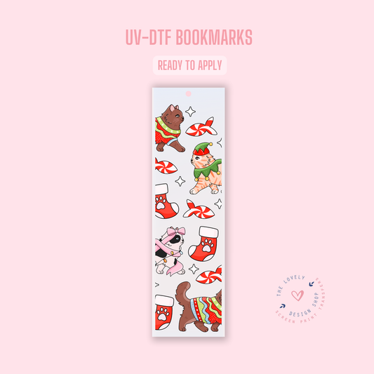 Cats Merry And Bright - UV DTF Bookmark Decal - Oct 8