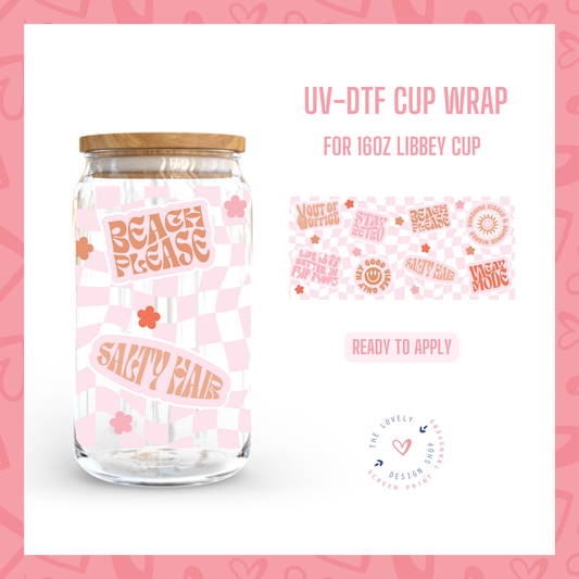 Vacay Mode - UV DTF 16 oz Libbey Cup Wrap (Ready to Ship) Jul 1