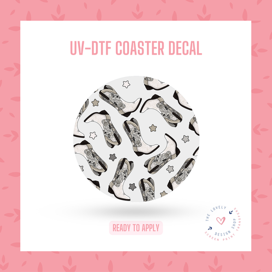 Tortured Cowgirl Boots - UV DTF Coaster Decal - Jul 15