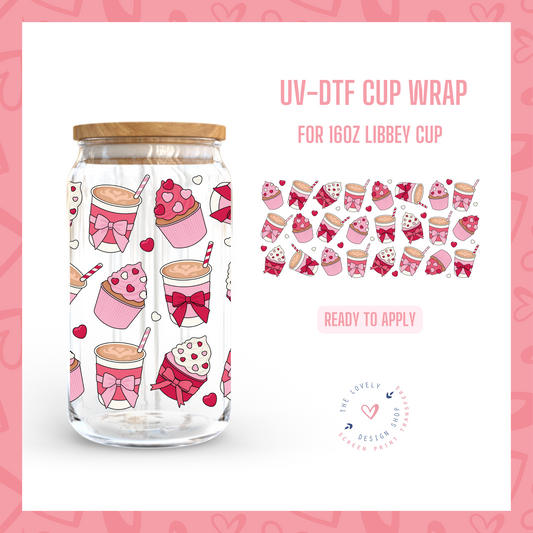 Love Cupcakes And Coffee - UV DTF 16 oz Libbey Cup Wrap - Dec 23