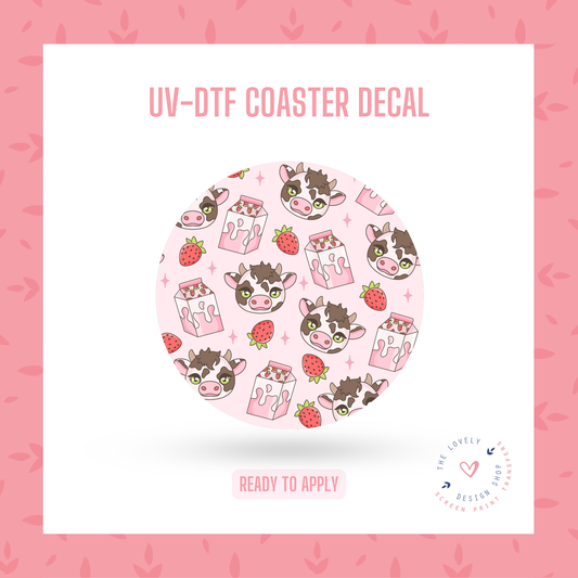 Strawberry Milk - UV DTF Coaster Decal - Sep 30