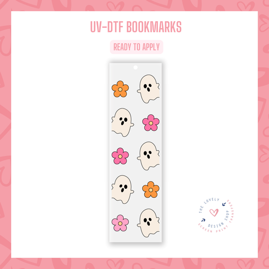 Tiny Ghosts And Flowers - UV DTF Bookmark Decal - Jul 22