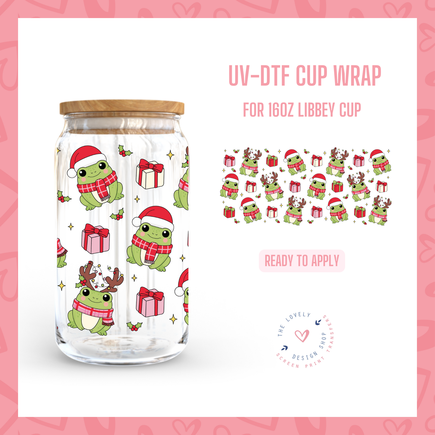 Merry Frogmas - UV DTF 16 oz Libbey Cup Wrap - Oct 21