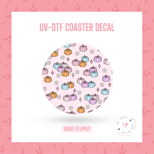 Pastel Pumpkins - UV DTF Coaster Decal - Sep 3