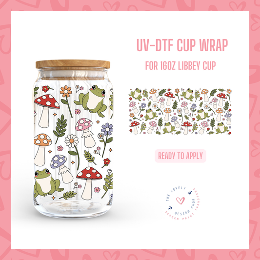 Frogs And Mushrooms - UV DTF 16 oz Libbey Cup Wrap - Dec 2