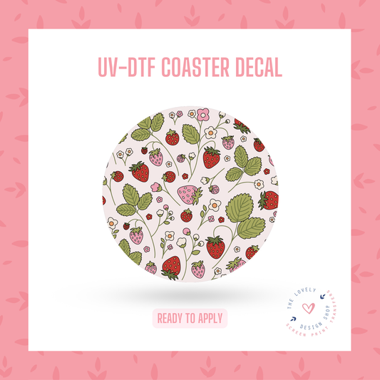 Strawberry Bloom - UV DTF Coaster Decal - Dec 2