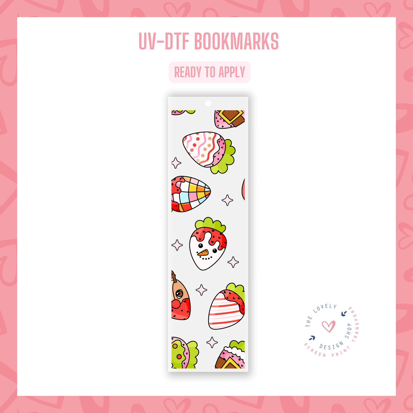 Christmas Strawberries - UV DTF Bookmark Decal - Nov 18