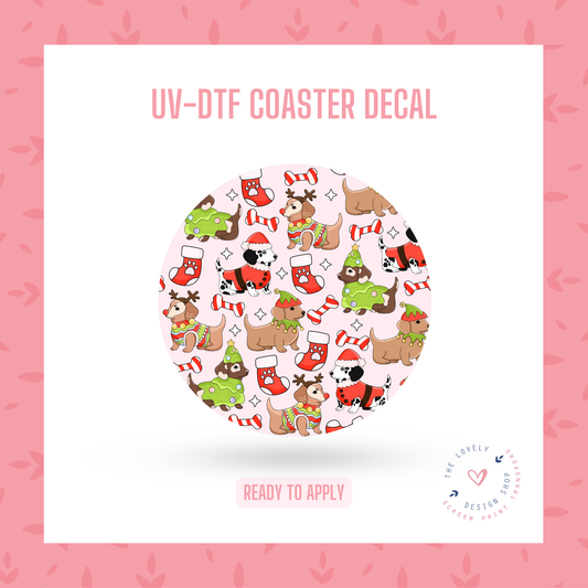 Dogs Merry And Bright - UV DTF Coaster Decal - Oct 8