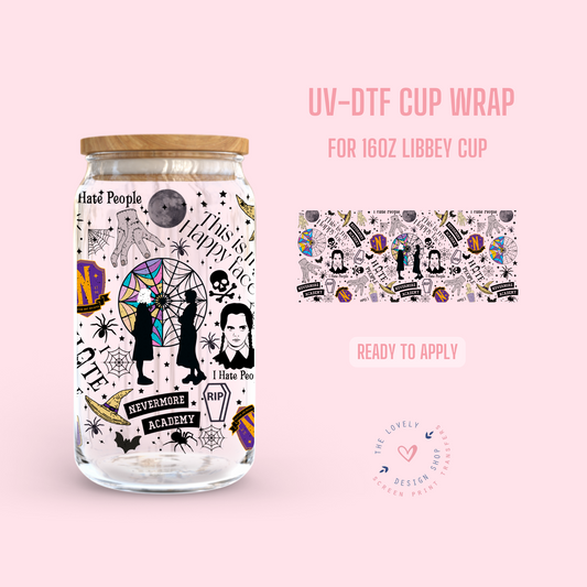 Horror Academy - UV DTF 16 oz Libbey Cup Wrap (Ready to Ship)