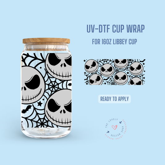 Horror Faces - UV DTF 16 oz Libbey Cup Wrap (Ready to Ship)