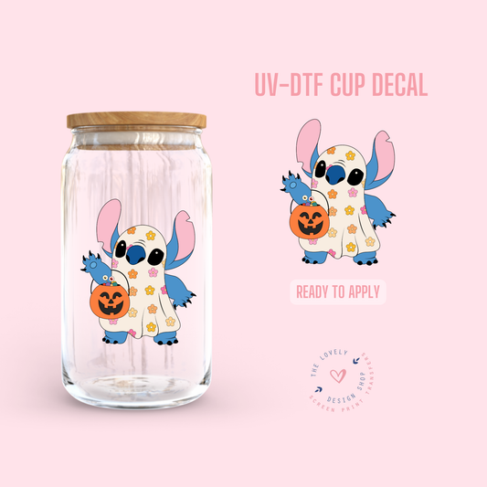 Blue Alien Ghost - UV DTF Cup Decal - Jul 22