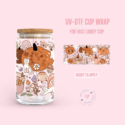 Fall Vibes - UV DTF 16 oz Libbey Cup Wrap (Ready to Ship)