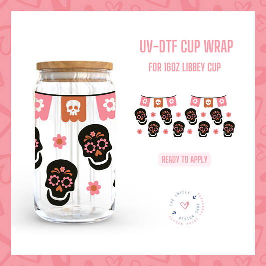 Dia de los Muertos - UV DTF 16 oz Libbey Cup Wrap (Ready to Ship)