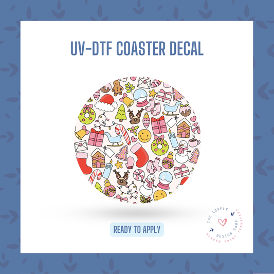 Christmas Doodles - UV DTF Coaster Decal - Oct 8