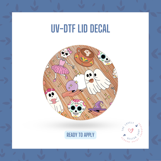 Cute Skellies and Ghosts - UV DTF Lid Decal - Jul 22