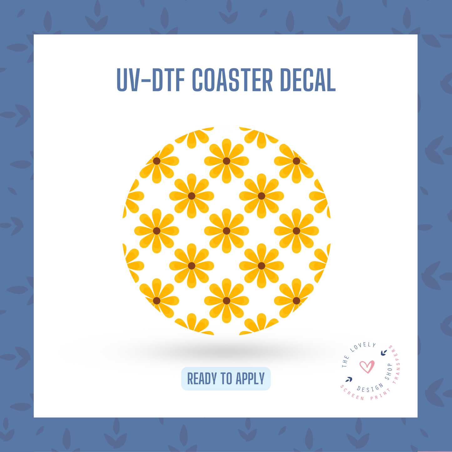 Retro Fall Flowers - UV DTF Coaster Decal - Sep 23