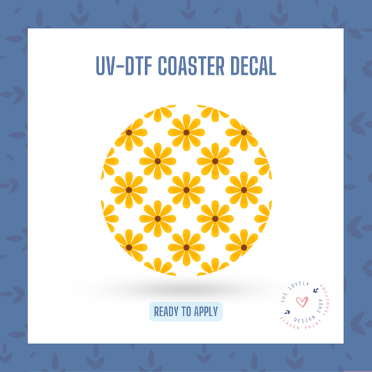 Retro Fall Flowers - UV DTF Coaster Decal - Sep 23