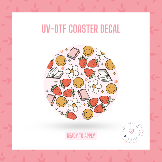 Summer Bookish - UV DTF Coaster Decal (Ready to Ship) May 28