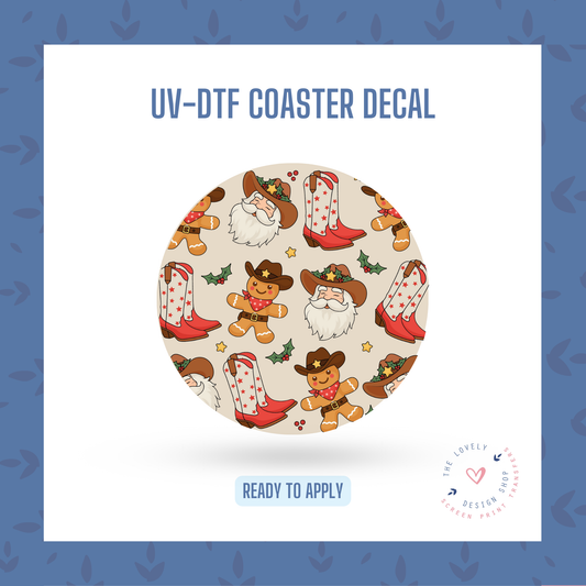 Cowboy Santa - UV DTF Coaster Decal - Oct 15