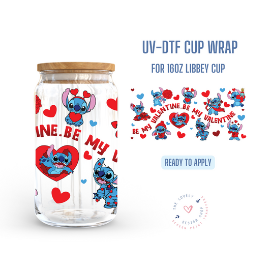 Be My Valentine Alien - UV DTF 16 oz Libbey Cup Wrap - Dec 16