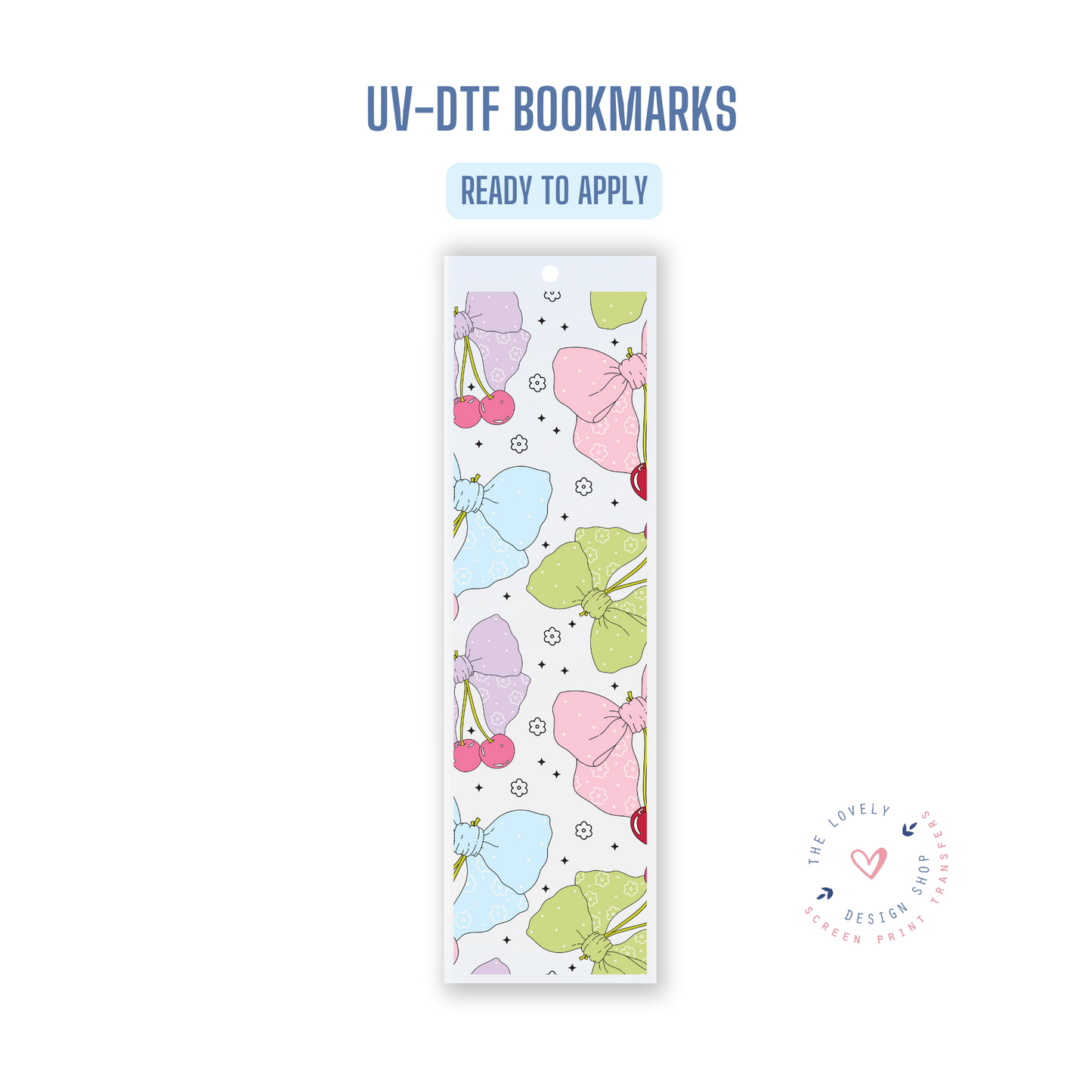 Cherry Bows - UV DTF Bookmark Decal (Ready to Ship) Apr 1
