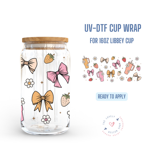 Girly Girl Summer - UV DTF 16 oz Libbey Cup Wrap (Ready to Ship) May 20